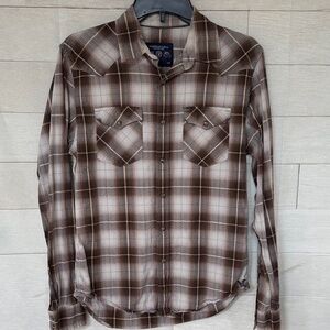 American Eagle Outfitters Brown Plaid button down size small